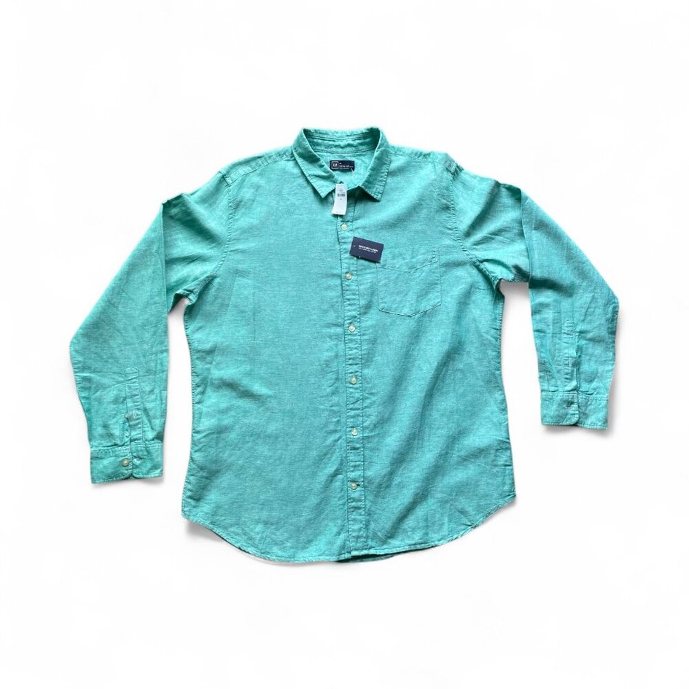 GAP Men's Casual Button Down Shirt - Teal
